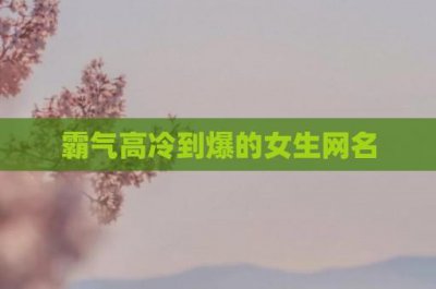 ​霸气高冷到爆的女生网名